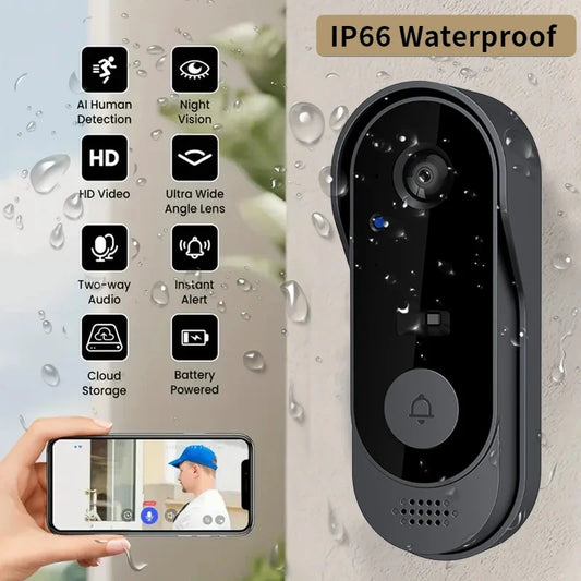 Tuya Smart Home Wireless Video Doorbell | 2.4G WiFi, Waterproof, Night Vision, HD Camera & Two-Way Voice Intercom