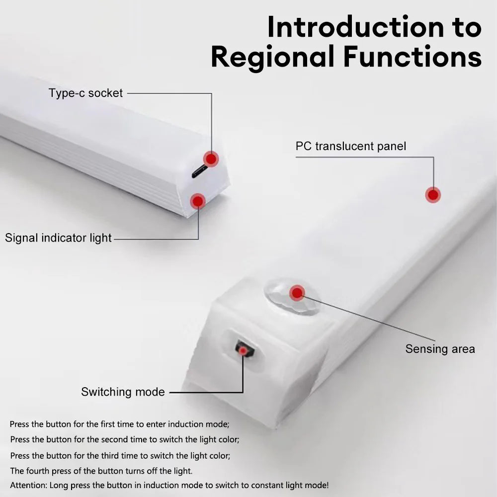 ✨ Wireless LED Motion Sensor Light – Type-C Rechargeable Night Lamp for Cabinets, Wardrobes, Stairs & Kitchens ✨