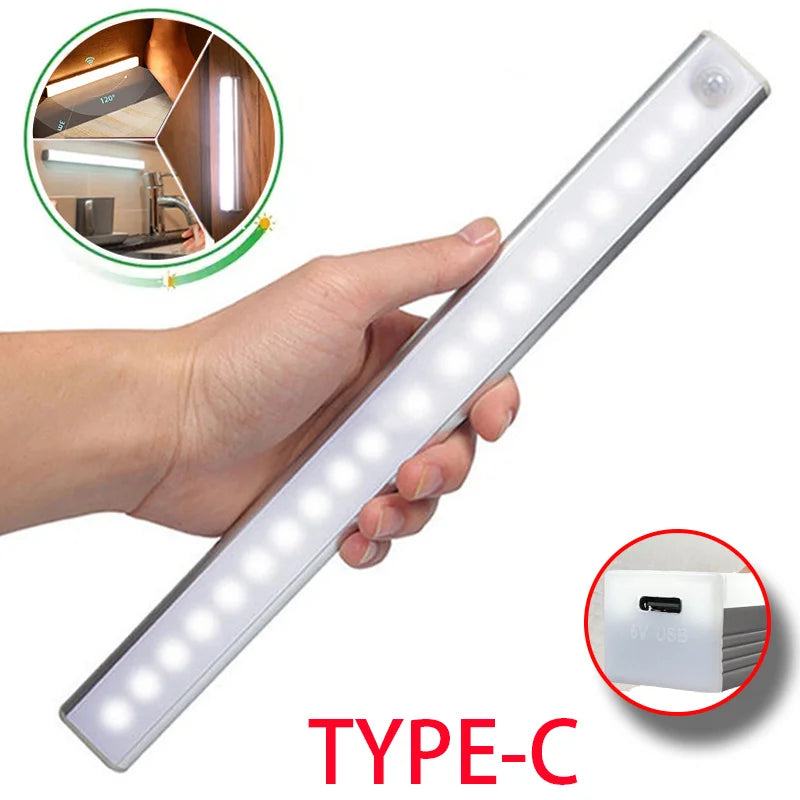 ✨ Wireless LED Motion Sensor Light – Type-C Rechargeable Night Lamp for Cabinets, Wardrobes, Stairs & Kitchens ✨