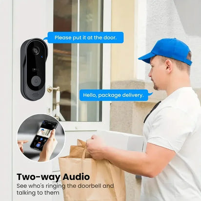 Tuya Smart Home Wireless Video Doorbell | 2.4G WiFi, Waterproof, Night Vision, HD Camera & Two-Way Voice Intercom