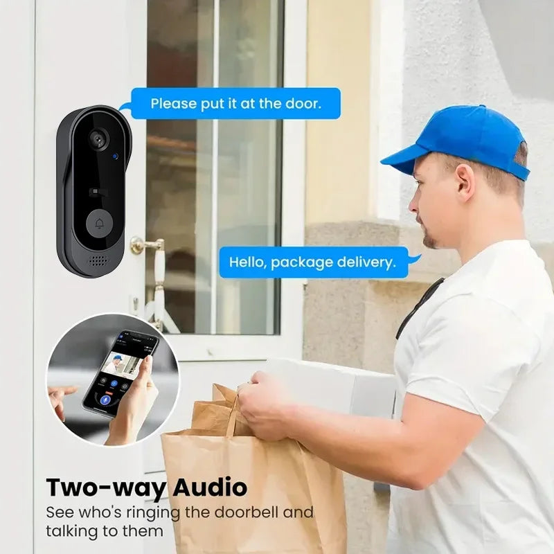 Tuya Smart Home Wireless Video Doorbell | 2.4G WiFi, Waterproof, Night Vision, HD Camera & Two-Way Voice Intercom